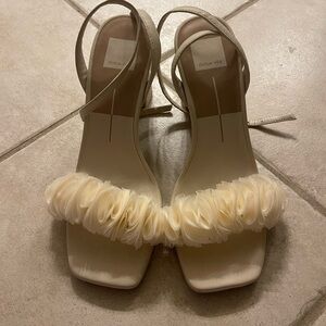 Dolce Vita Cream Heels with Floral Accents